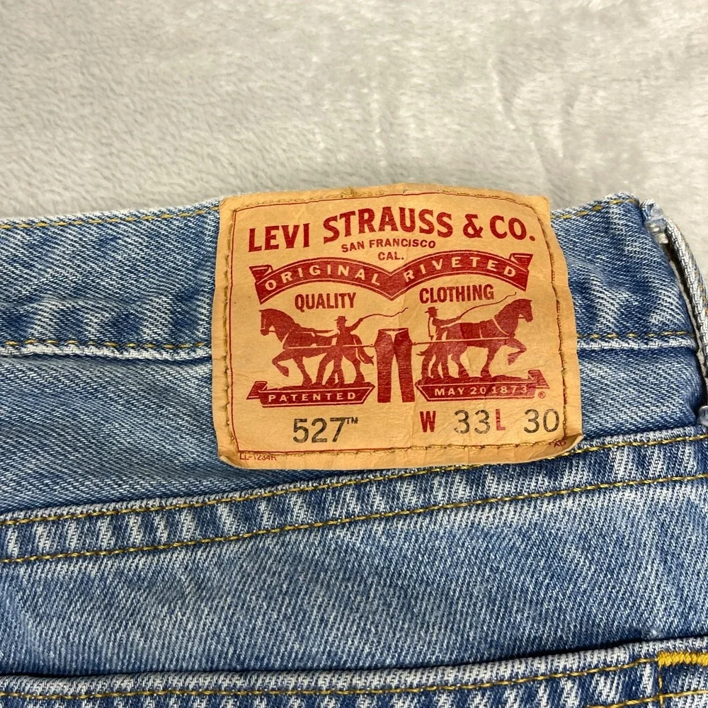 Levi's Jeans Mens 33x30 Blue Denim 527 Medium Wash 5-Pocket Slim Bootcut Grunge